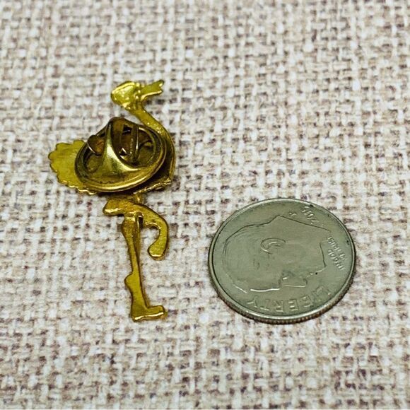 Gold Ostrich Crystal Straight Back Pin - Picture 3 of 4